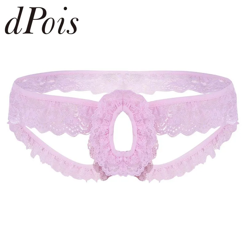 Сексуальное мужское нижнее белье, кружевные оборки, нежные Гей Трусики, с вырезами, открытая спина, трусы, открытая дыра, нижнее белье, открытая промежность, эротические трусы