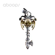 Cool Two Tone 925 Sterling Silver Anime Accessory Skull Necklace Pendant for Men Boys Free Shipping Cool Two Tone 925 Sterling Silver Anime Accessory Skull Necklace Pendant for Men Boys Free Shipping