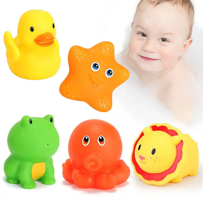 Balleenshiy 13 шт. Детские Игрушки для ванны нетоксичное животное утка детские игрушки для купания плавающие сжимаемые писклявый звук игрушки
