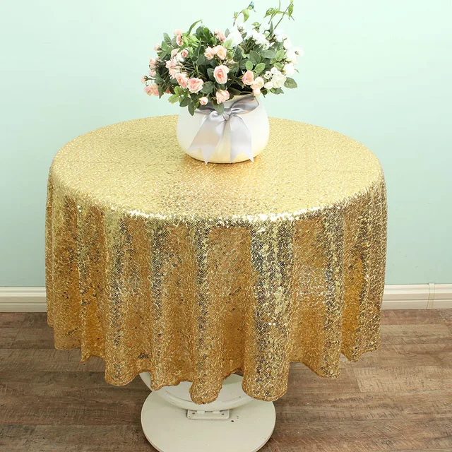 48 Round Gold Sparkly Wedding Sequin Table Overlay Glitter Linen 48 Round Gold Sparkly Wedding Sequin Table Overlay Glitter Linen Tablecloths