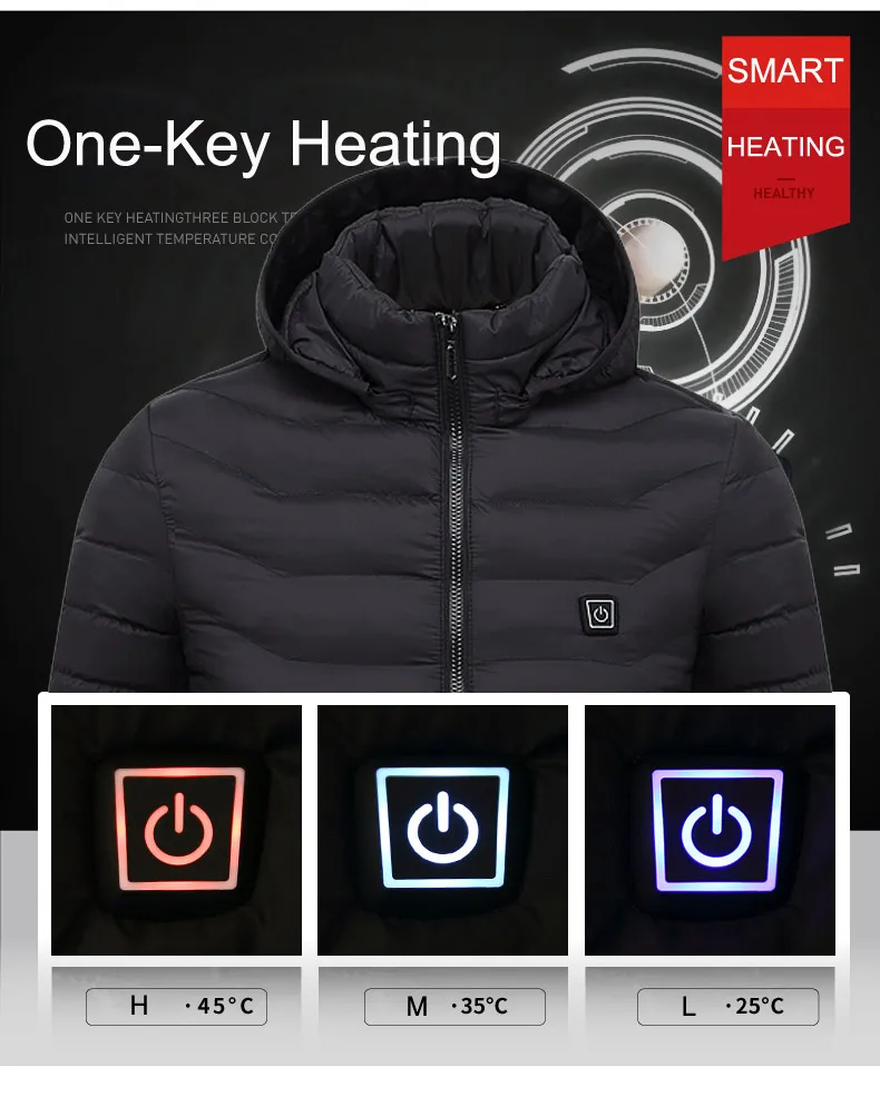 Electric Heated Jacket Clothes Men Women USB Lower Voltage Adjustable Temperature Waistcoat Thermal Warm Winter Jacket 45