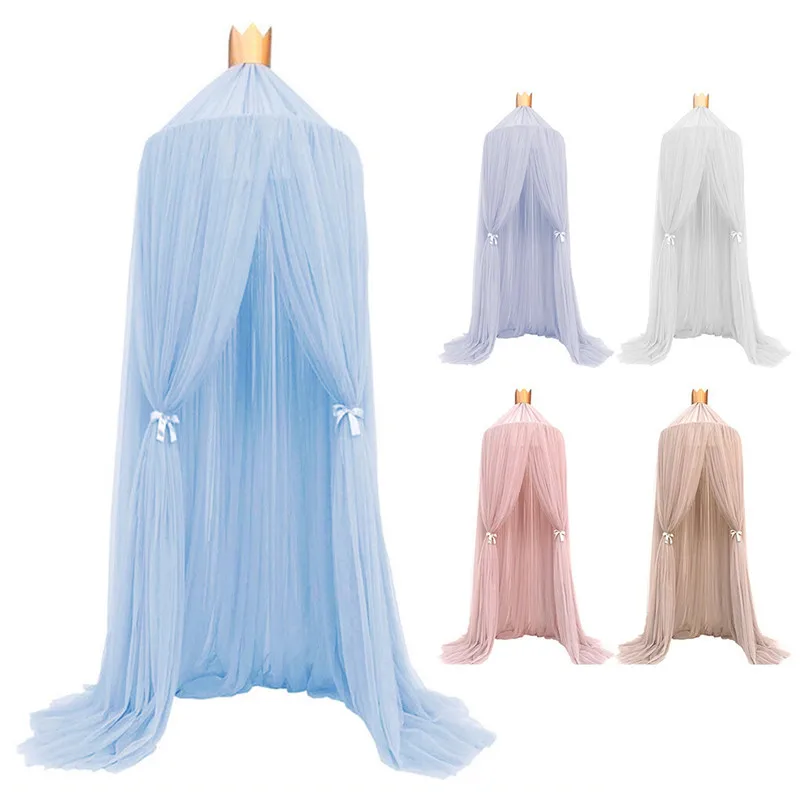 

INS Baby Crib Netting Princess Crown Dome Bed Canopy Childrens Bedding Lace Anti Mosquito Net For Baby Sleeping Crib Adornment