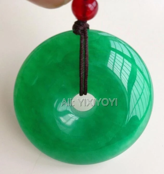 

Wholesales 5pcs Lots Natural Green Jade 30mm Chinese Round Buckle Hollow Lucky Jade Pendant + Free Rope Necklace Fine Jewelry