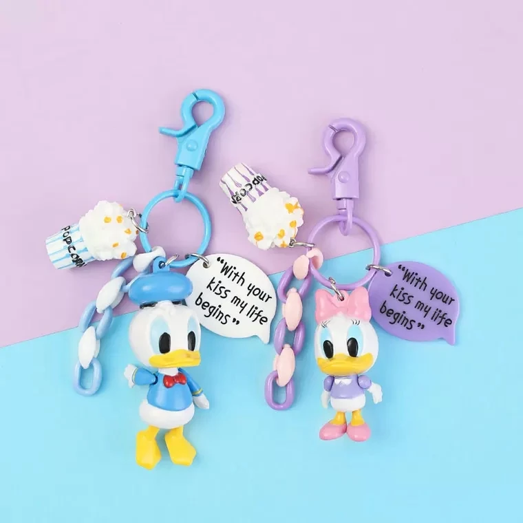 

Anime Donald Duck Daisy Keychain PVC Keychain action figure pendant Keyring Collection toy