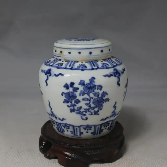 4 Antique Mingdynasty Porcelain Pot Blue White Flower Jar Hand 4 Antique Mingdynasty Porcelain Pot Blue White Flower Jar Hand Painted Crafts