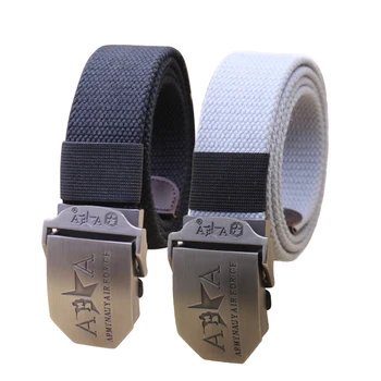 

10PCS / LOT SINGYOU Double A Letter Metal Male Canvas Belt Men Knitted Pants Waist Strap Casual Thicken Waistband Unisex