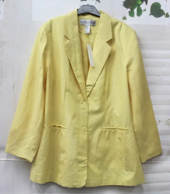 Plus Size From 3XL to 10XL 2017 New Spring Women Linen Blazers Yellow