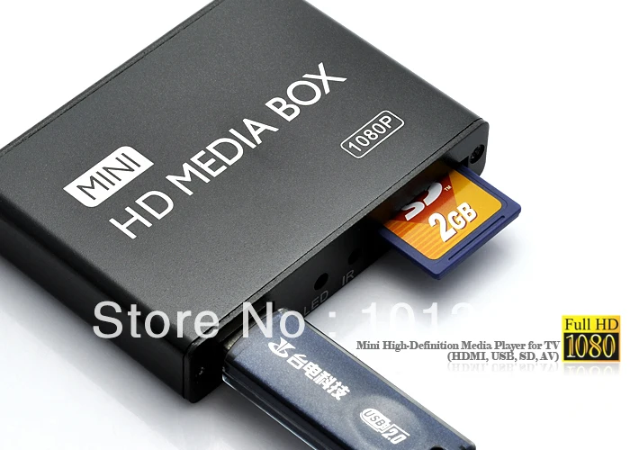 FREE SHIPPING MINI Full HD 1080P USB External HDD Media player With SD