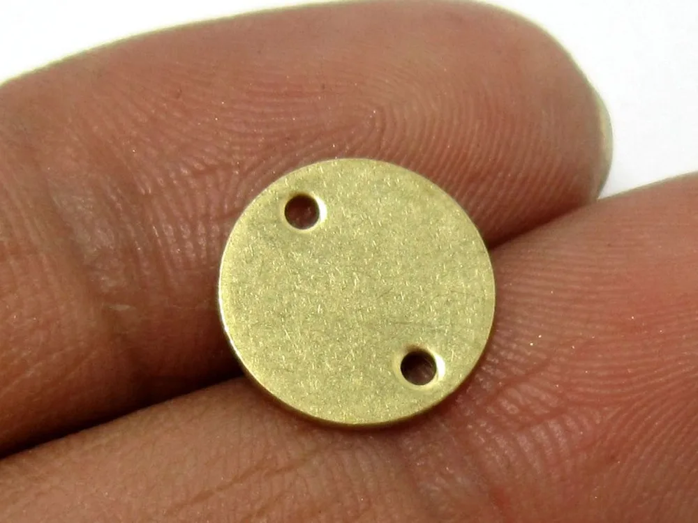 

12mm Raw brass round connectors 12x1mm Raw brass stamping tags 2 holes R369