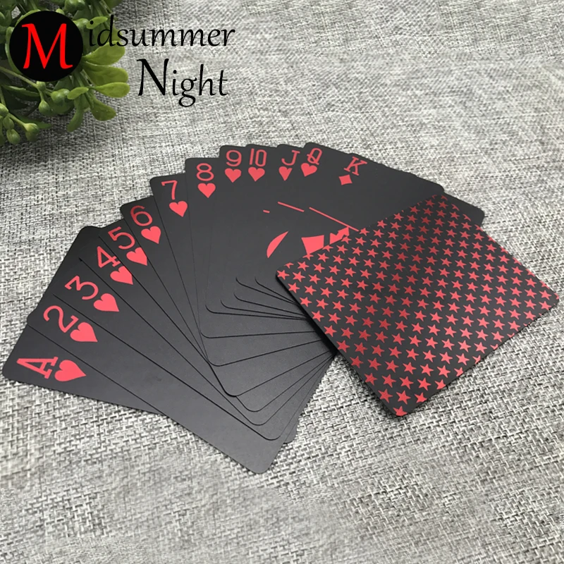 Водонепроницаемый пластик ПВХ игральные карты покерный набор чисто черный цвет покерные карты классические фокусы инструмент 3 цвета красный/серебристый/золотой
