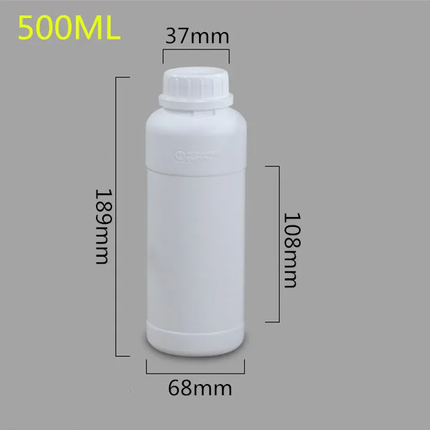 5 قطعة/الوحدة 500 مللي فارغة كاشف الكيماويات زجاجة تعبئة الغذاء الصف HDPE الأبيض المفلورة زجاجة حماية التآكل
