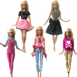 NK 5 шт./компл./набор, кукла-платье, Лидер продаж, юбка, модная одежда, современный наряд, Повседневная Одежда для куклы Барби, аксессуары