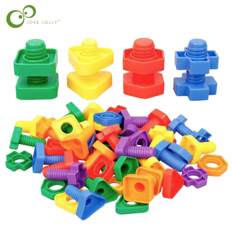 

4 sets Screw building blocks plastic insert blocks nut shape toys for children Educational Toys scale models Free Shipping GYH