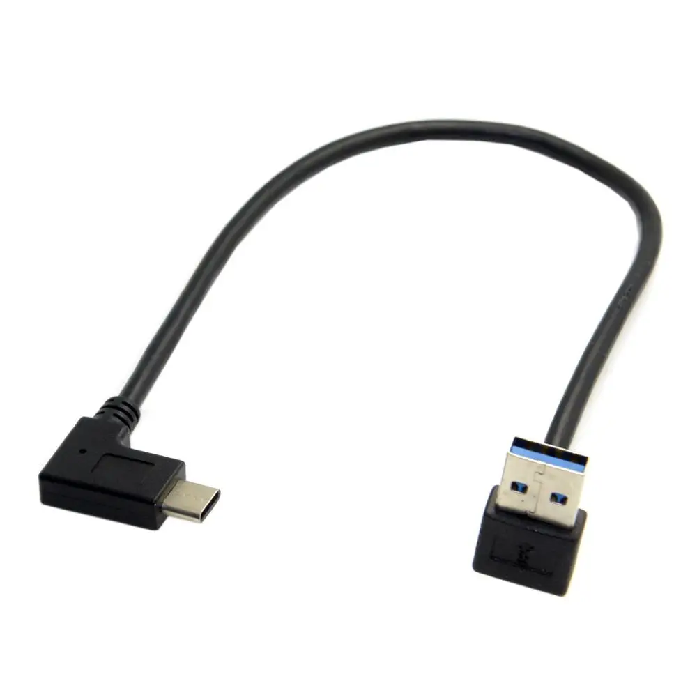 Cablecc 90D под углом мужчина к Реверсивный USB 3,1 USB-C Угловой кабель для передачи данных ноутбука