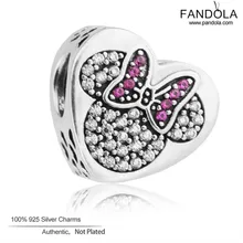 Аутентичные 925 пробы серебряный шарм мультфильм мышь True Love бусины для изготовления ювелирных изделий подходит бренд талисманы браслет Berloque