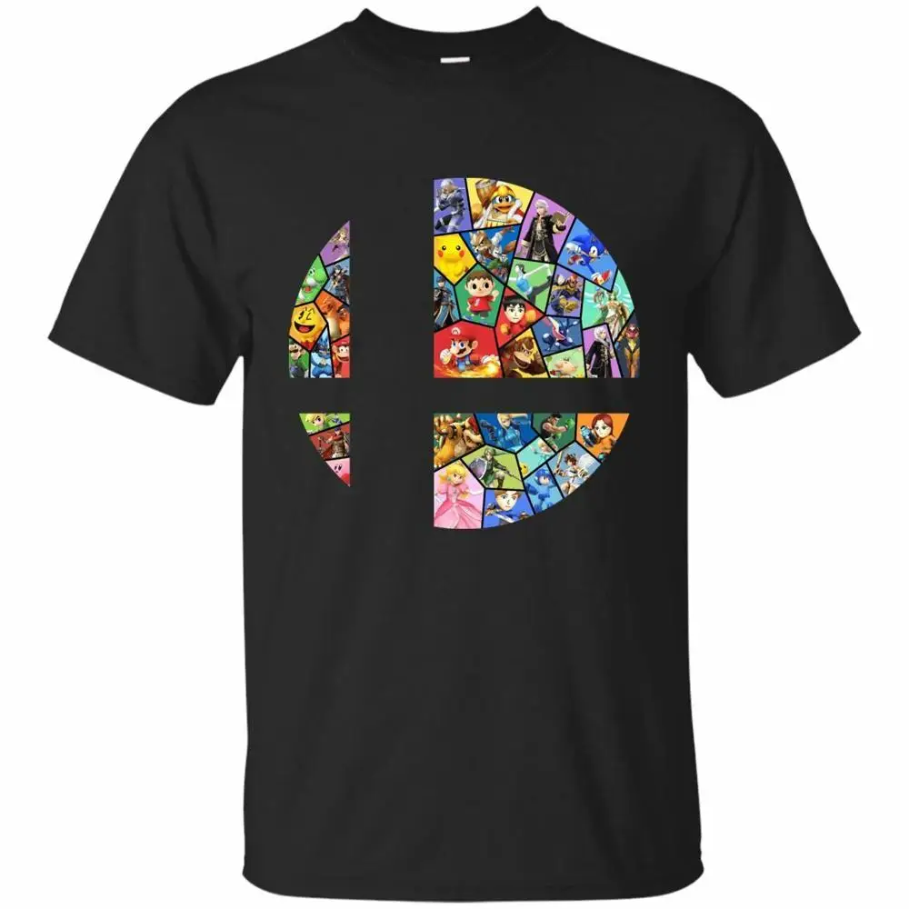Men Super-Smash-Bros-Black T-Shirt for Male Short Sleeves 100% Cotton Classic Sleeveless T Shirt | Мужская одежда