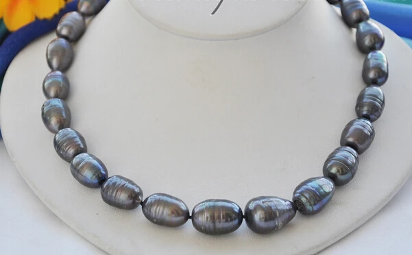 

Miss charm Jew.570 black rice Freshwater cultured pearl necklace AAA