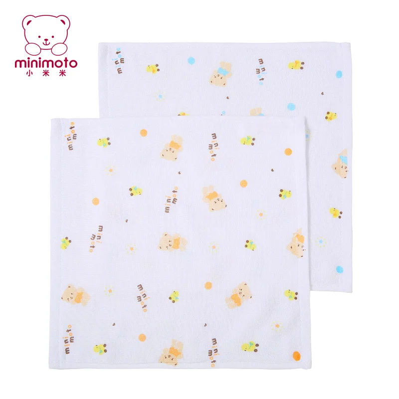 

Minimoto 2pair/pack 25*25cm Baby Towel Stuff Toallas Gauze Newborn Baby Infant Cartoon Face Hand Bathing Towel Feeding Square
