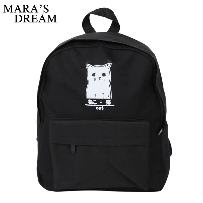 

Mara's Dream Women Backpack Cat Print Canvas School Bags For Teenager Girls Preppy Style Rucksack Cute Book Bag Mochila Feminina