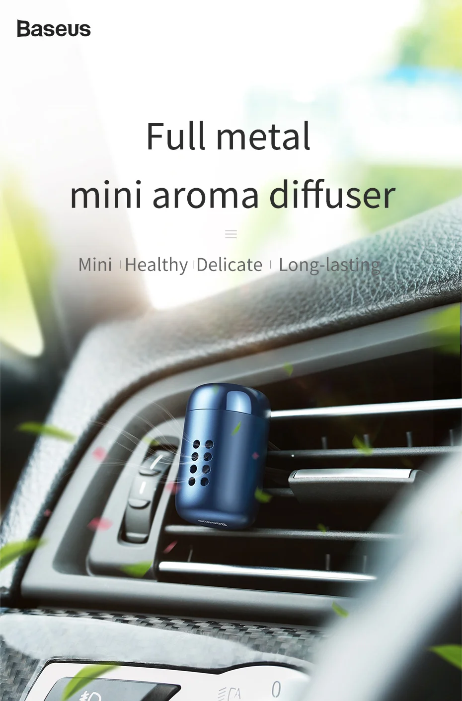 Металлический автомобильный освежитель воздуха Baseus, освежитель воздуха на выходе, автомобильный освежитель воздуха, диффузор, твердый парфюм в автомобиле, клипса кондиционирования воздуха