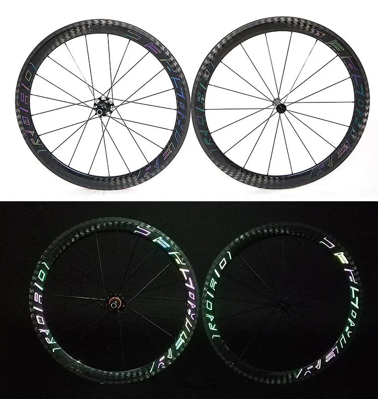 Discount Carbon fiber 700C Road Bicycle rims 50mm Carbon hub Wheelset 4 sealed bearings T700 Clincher wheels 7