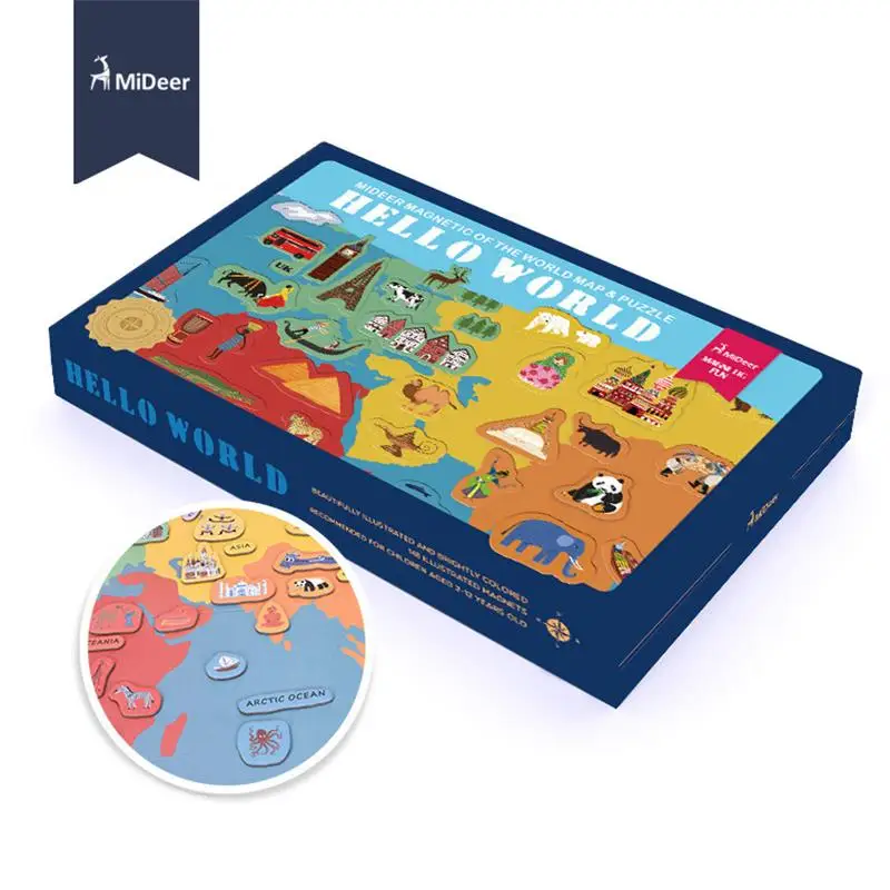 MiDeer 131 PCS World Map Magnetic Sticker Kit Refrigerator Sticker Children Montessori Learning Puzzle Educational Toy Kid Gift MiDeer 131 PCS World Map Magnetic Sticker Kit Refrigerator Sticker Children Montessori Learning Puzzle Educational Toy Kid Gift