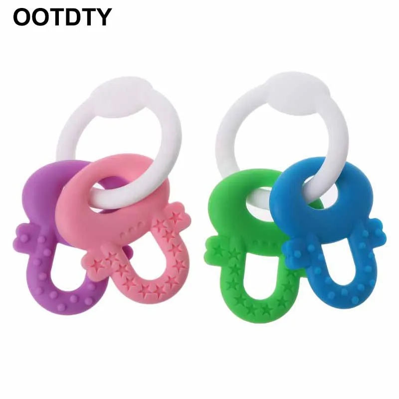 Baby Icy Bite Keys Teether Toothbrush Infant Rattles Silicone Newborn