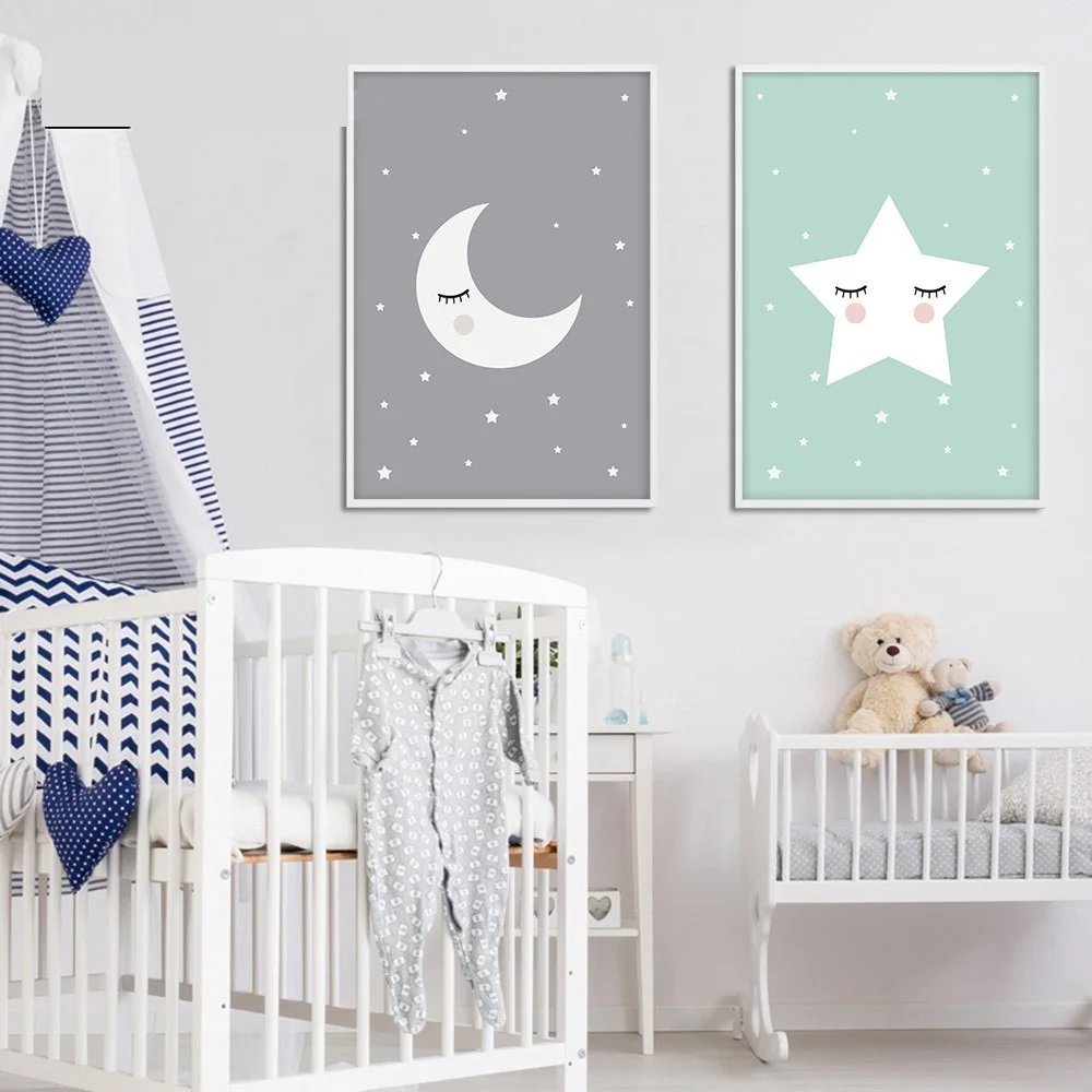 Cartoon-Moon-Star-Nursery-Quote-Wall-Art-Canvas-Poster-Prints-Kawaii-Nordic-Painting-Picture-Baby-Bedrooom(2)