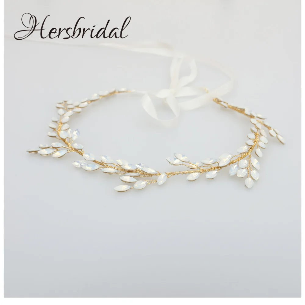 Czech Stone Hair Vine Bridal Headband Vintage Gold Wedding Headpiece Bohemian Style Halo For Brides New Style (13)