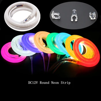 

1M/2M/5M/10M/20M Round Led Neon Strip 12V Waterproof IP68 Flexible SMD 2835 Led Strip Rope Bar Light Ice blue/Warm white/Red New