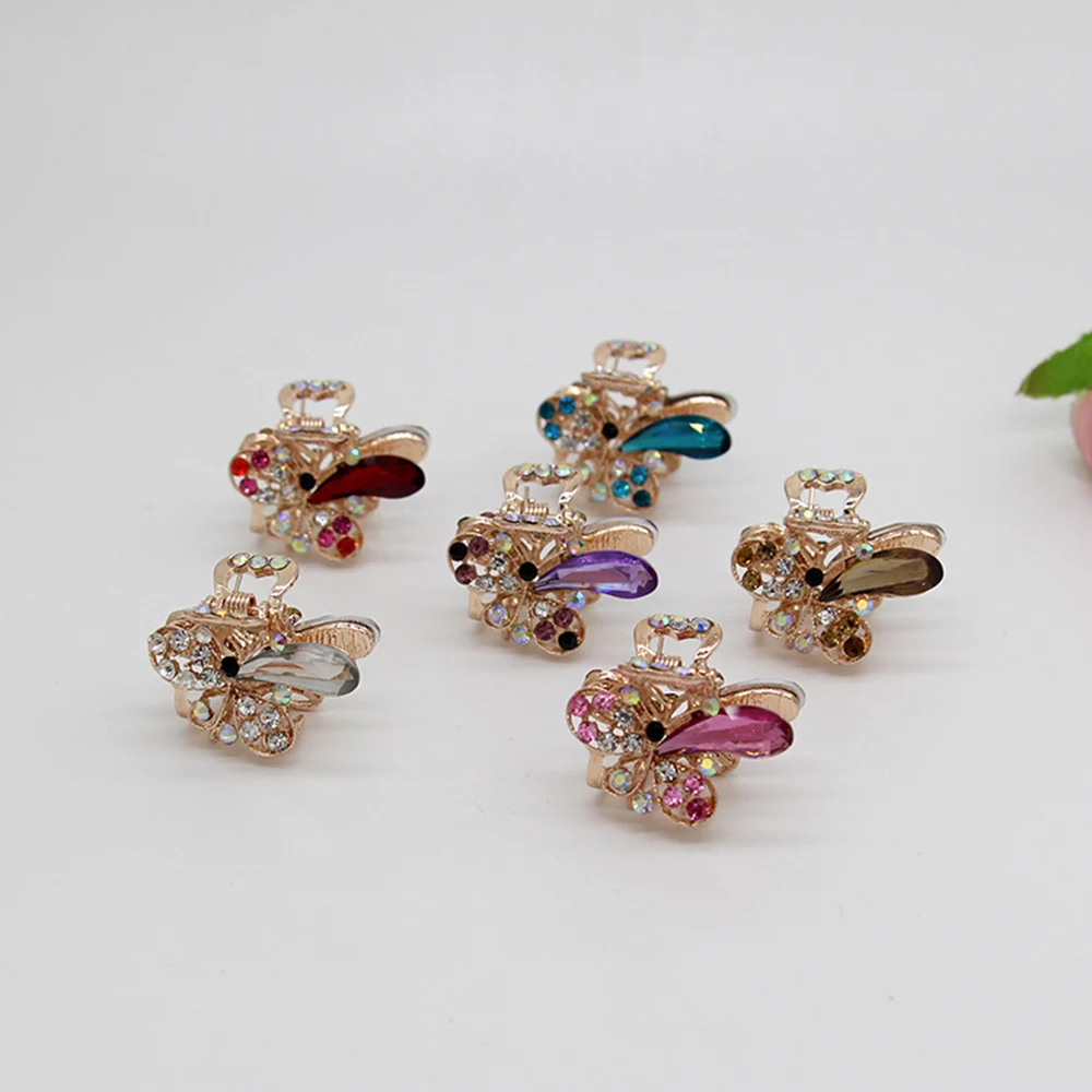 Buy Gold Metal Butterfly Mini Hair Claws Clip Crystal