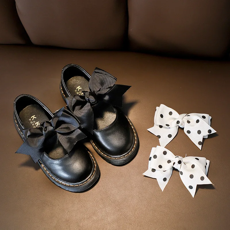 Весна г. Новая Милая обувь на плоской подошве с бантом обувь принцессы в Корейском стиле для девочек повседневная школьная обувь на мягкой подошве для детей от 3 до 15 лет