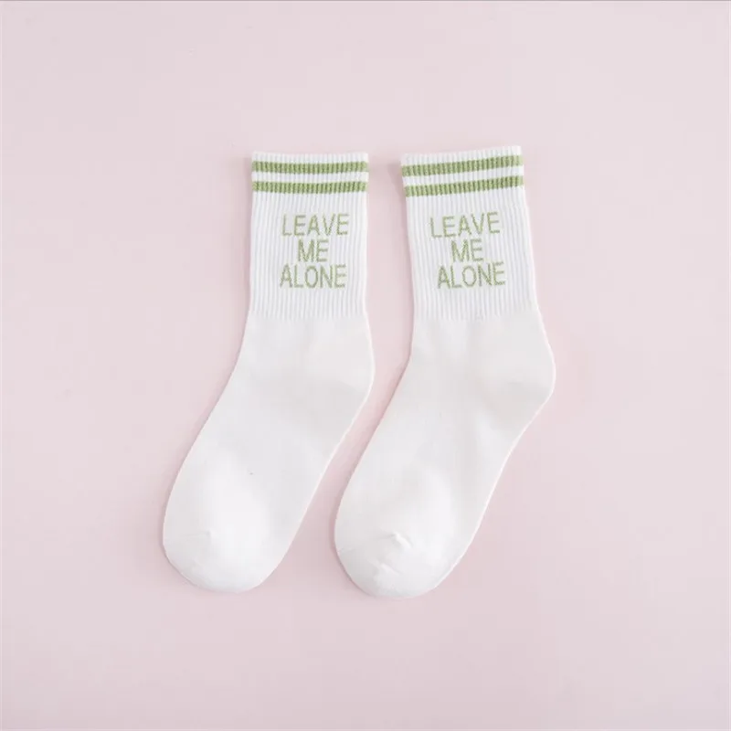 Новые модные повседневные женские и мужские носки в стиле Харадзюку носки в стиле хип-хоп с надписью Leave Me Alone Хлопковые женские носки для скейтборда - Цвет: 1