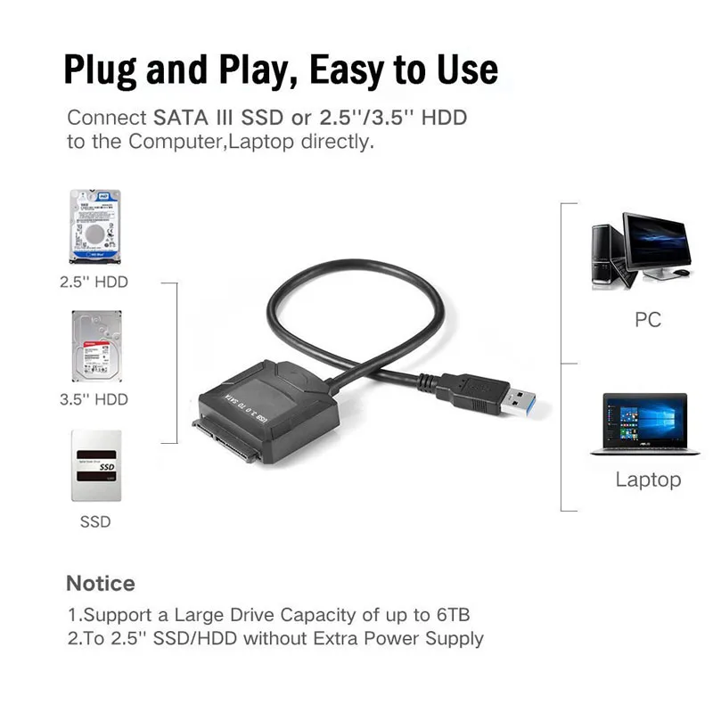 Кабель USB 3 0 на SATA 5 Гбит/с с адаптером питания для жесткого диска дюйма 2 SSD HDD 12 В А