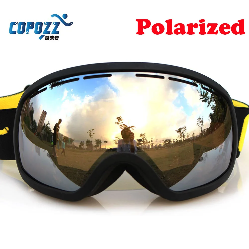 COPOZZ Polarized brand professional ski goggles UV400 anti fog glasses