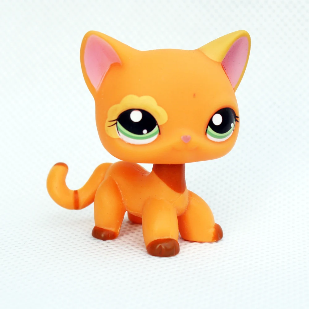 Littlest Pet Shop toys lps 5 little cat cute yellow kitty with Heart shaped eyes 