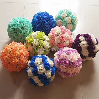 

Rose Flower Balls 6pcs 20cm Diameter Fake Kissing Balls 24 Color Designs for Wedding Shops Artificial Decorative Flowers