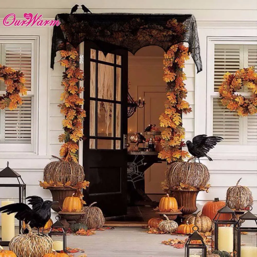 halloween decoration cobweb fireplace scarf black lace spider web mantle for home halloween party decoration halloween ornaments - Halloween Fireplace halloween decoration cobweb fireplace scarf black lace spider web mantle for home halloween party decoration halloween ornaments - Halloween Fireplace