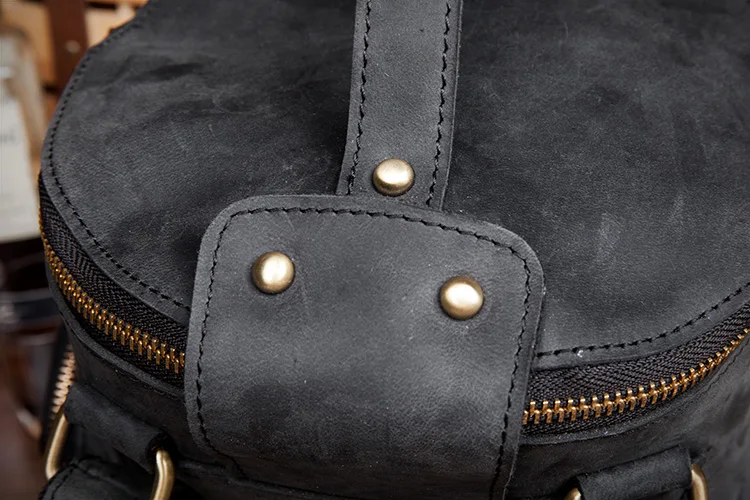 Black Leather Backpack Detail