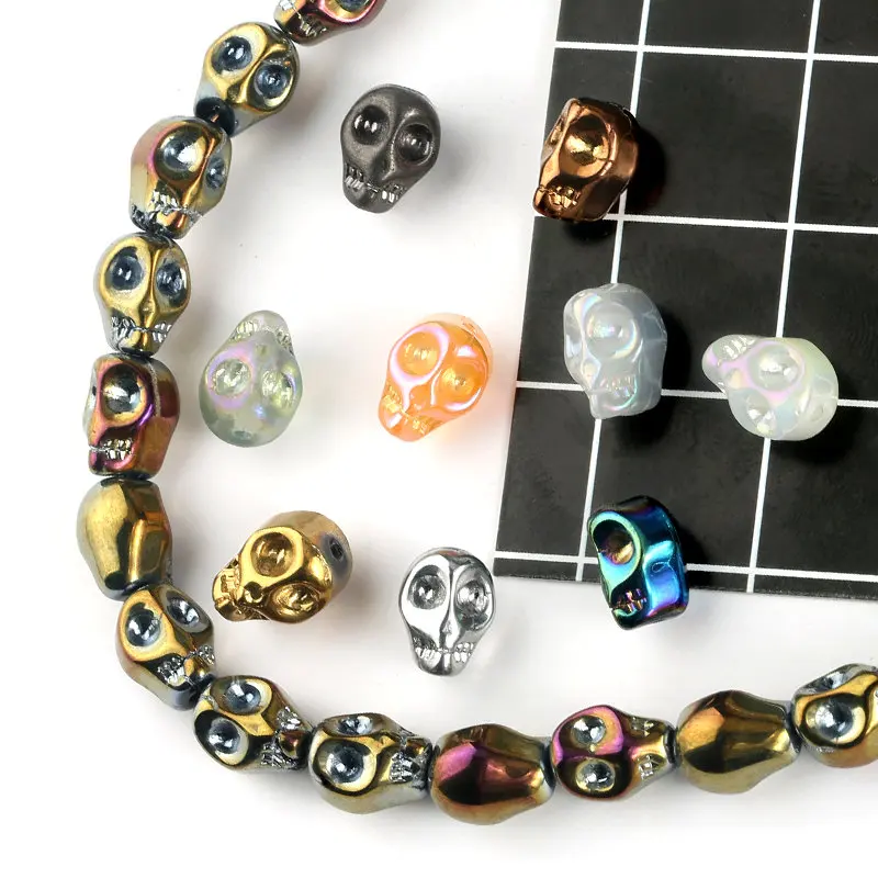 

20pcs 8x10mm crystal skull beads charm Glass Beads Loose Spacer Beads for DIY Necklace Bracelet Jewelry Making 10 colors