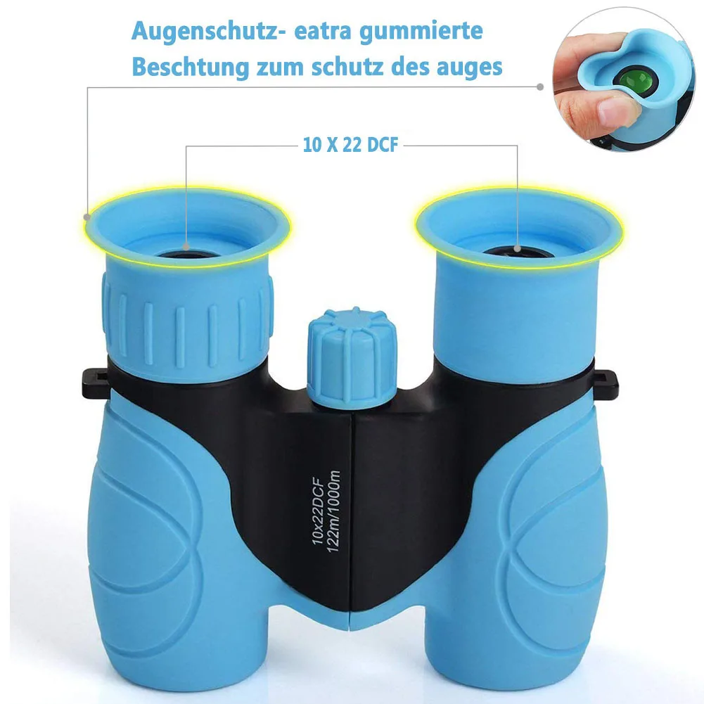 10X22 قابل للتعديل الديوبتر آمنة المدمجة عالية الوضوح التنزه مجهر المضادة للسقوط الصيد الاطفال مع الحبل مراقبة الطيور