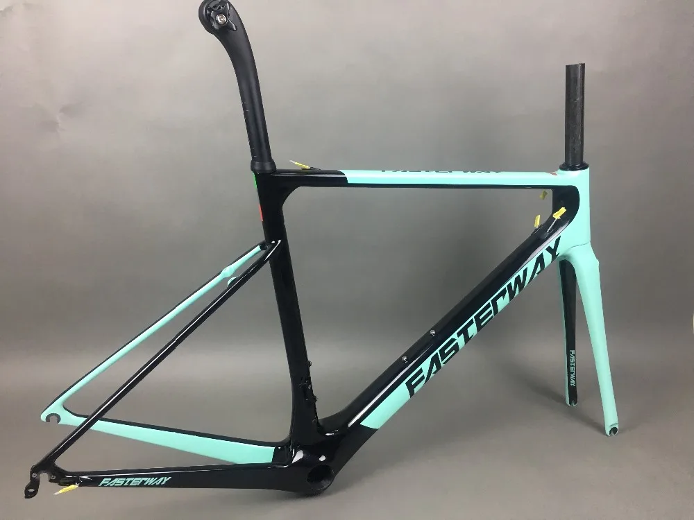 Clearance light blue 2018 TAIWAN FASTERWAY classic carbon road frameset UD weaves carbon bike frame:Frameset+Seatpost+Fork+Clamp+Headset 13