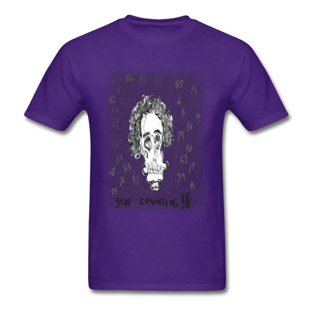 Casual SKULL Round Neck Tshirts VALENTINE DAY Tops Shirts Short Sleeve for Men High Quality 100% Cotton Family T-shirts SKULL purple