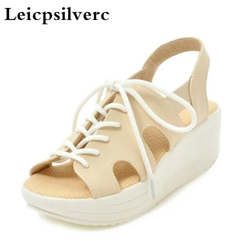 The new Rome school students summer monsoon all match tie sweet flat platform shoes casual women 