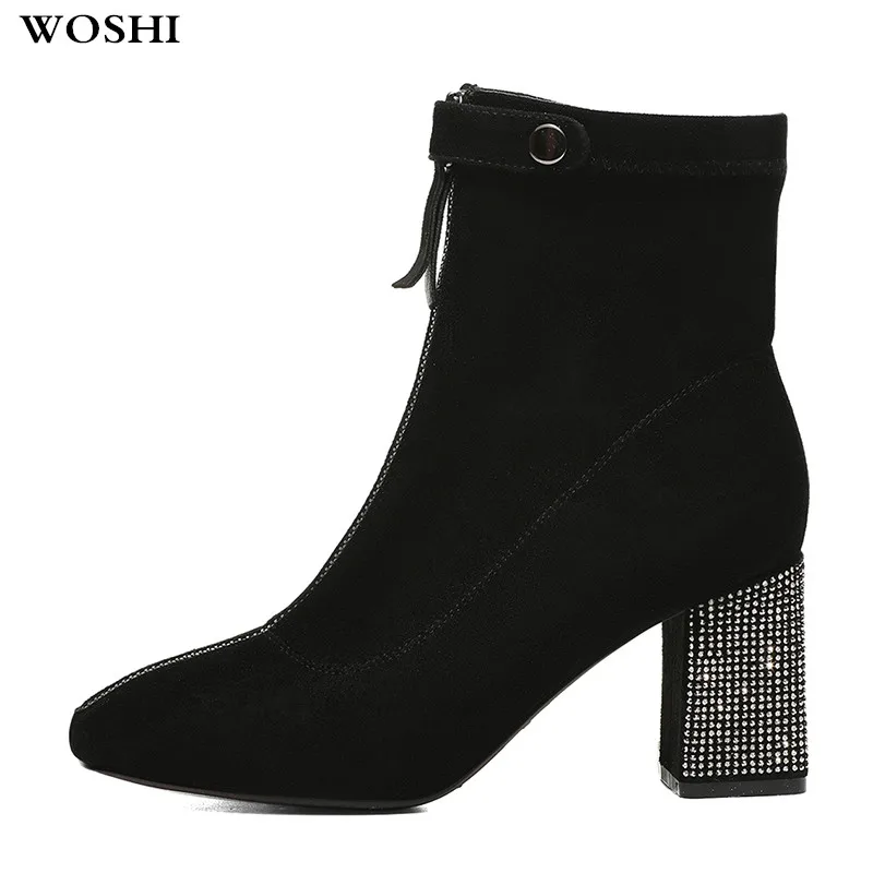 

spring autumn Women Boots outdoor Ankle Boots Zip Ruffles Chunky High Heel Boots fashion breathable Martin Lady Shoes k3
