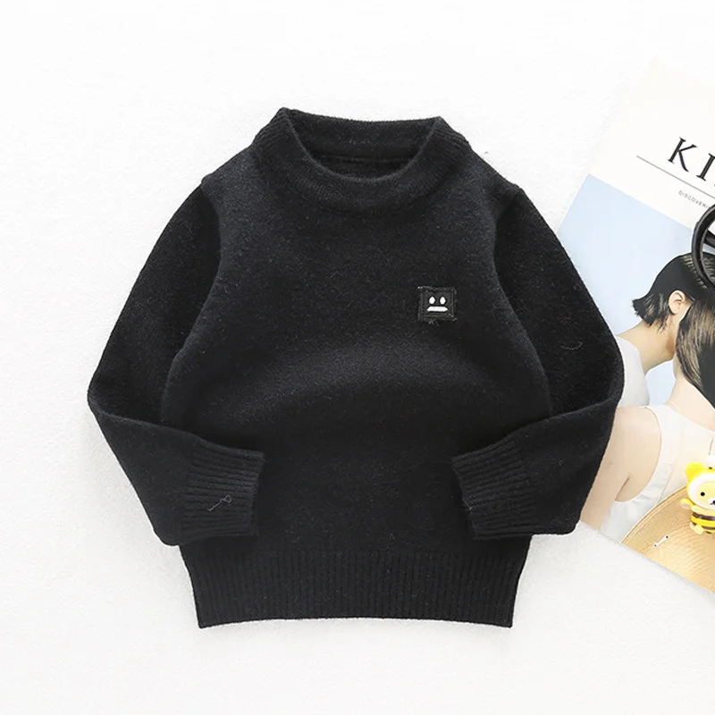 Wool Soft Children Sweater Casual Smile Kids Pullover Long Sleeve O-Neck Solid Sweater For Children Warm Winter Pullover Kids (13)