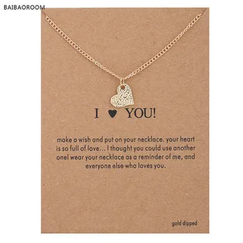 Sparkling heart gold plated Pendant necklace Heart Fashion Statement Clavicle Chains Necklace For Women Jewelry(Has card)
