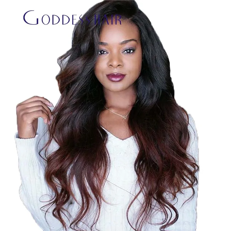 

Fast Delivery Long body wave Ombre wig Natural Black T #33 Virgin Human Hair Brazilian U Part Wigs two tone wig 180% density