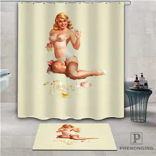 

Custom pin-up girls (1) Waterproof Shower Curtain Doormat Home Bath Bathroom Polyester Fabric Multi Sizes#2019-01-12-264