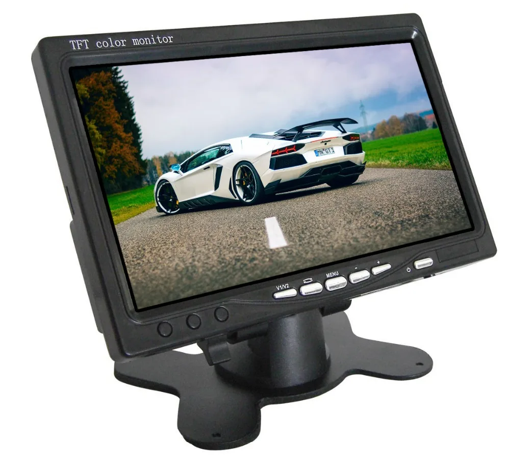 7 inch Car Rear View Monitor Black Color TFT LCD Screen DC 8 36V Stand